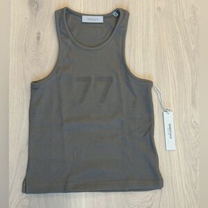 NWT fear of God, essentials, 77 waffle tank olive green XS